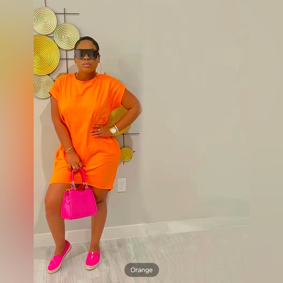 Crew Neck Pocket Loose Dress, Party Solid Color Asymmetrical Summer Dresses - Picture 1 of 5